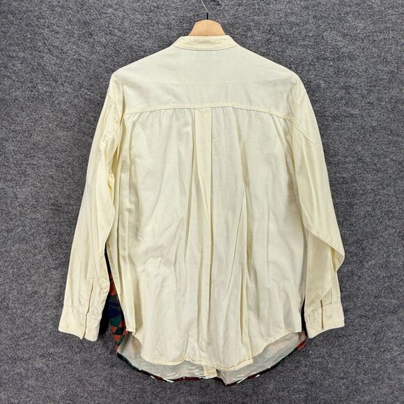 Gitano Shirt Men L Large Beige Geometric Button Up Crew Neck Long Sleeve Aztec - Picture 2 of 6